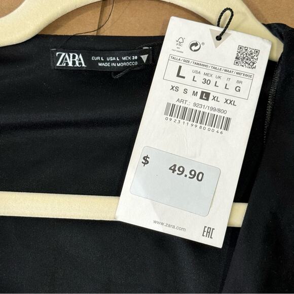 NWT Zara Blogger Favorite Faux Suede V-neck Long Sleeve Belted Mini Dress Large - Picture 9 of 14